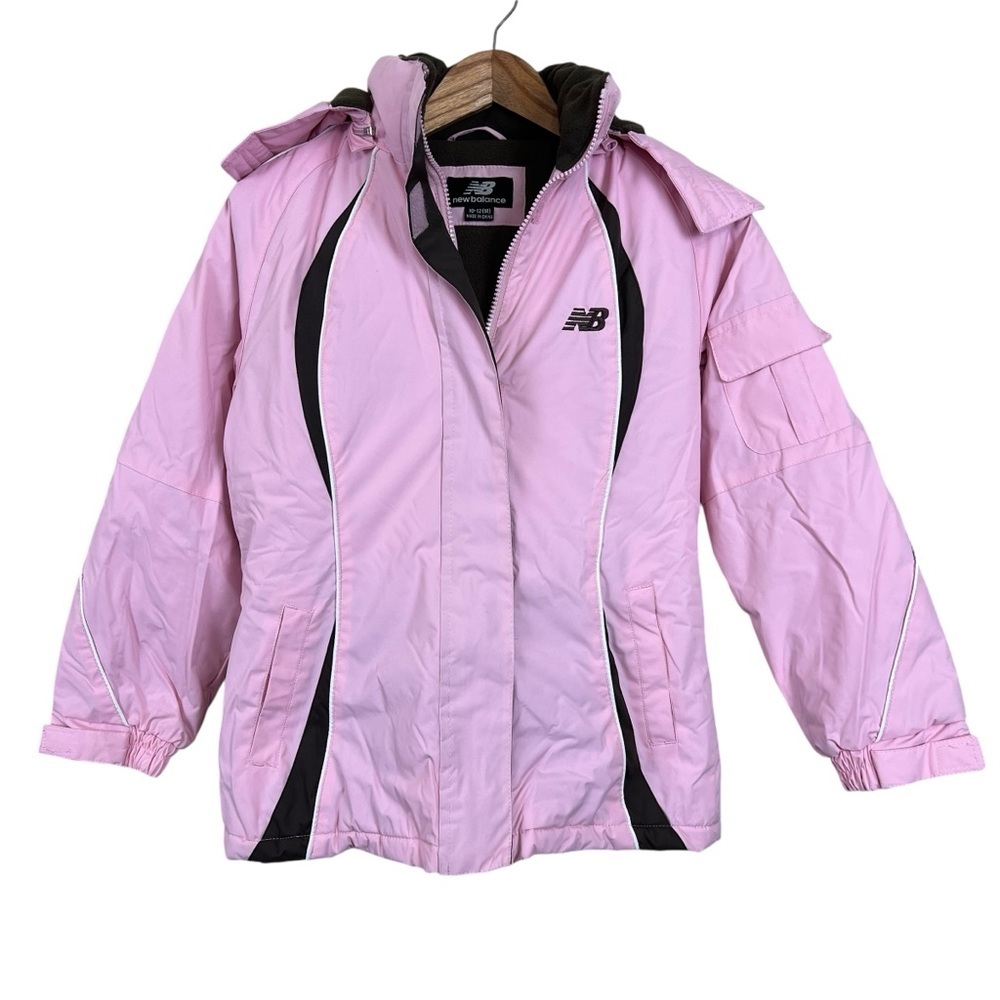 New Balance Pink Hooded Insulated Ski Jacket Kids Girl's Size Medium 10 / 12